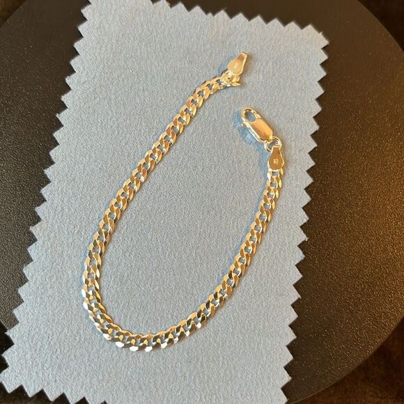 925 Sterling Silver Classic Cuban Chain Bracelet 4mm 7” - Picture 10 of 11